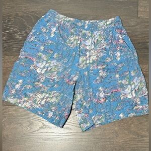 Lululemon Athletica Blue and Black Patterned Shorts Pace Breaker Size S